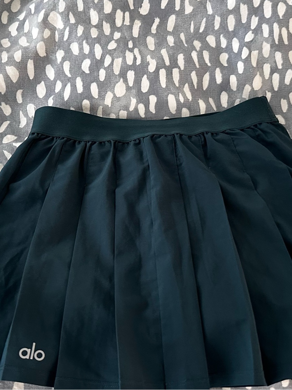 ALO Yoga Dark Green Pleated Skater Skirt